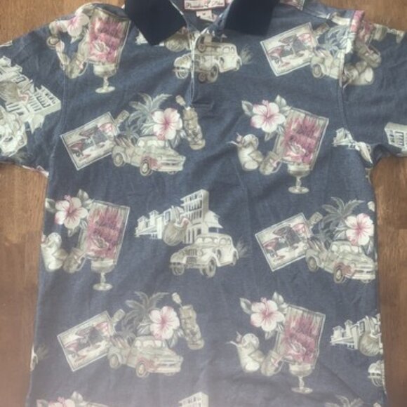 Vintage Paradise Blue Hawaiian Style Men's XL Car Theme Polo Shirt Size M - Picture 3 of 7